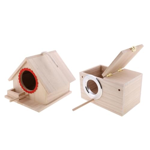 Vogelhaus aus Holz, zum Aufhängen, Nistkasten mit Seil, für Garten, Outdoor-Dekoration, 2 Stück Vogelhaus aus Holz, zum Aufhängen, Nistkasten mit Seil, für Garten, Outdoor-Dekoration, 2 Stück von sporful