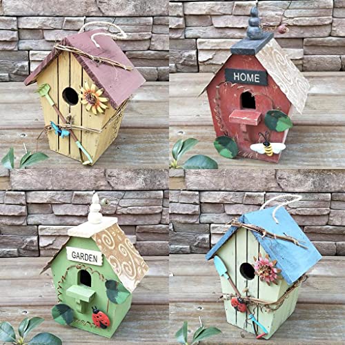Vogelhaus aus Holz, zum Aufhängen, Vogelhäuser, Gartendekoration, 4 Stück, bunte Outdoor-Dekoration, 4 Stück von sporful