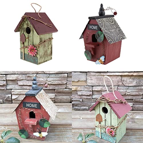 Vogelhaus aus Holz, zum Aufhängen, Vogelhaus, Gartendekoration, bunt, für den Außenbereich, 2 Stück Vogelhaus aus Holz, zum Aufhängen, Vogelhaus, Gartendekoration, bunt, für den Außenbereich, 2 Stück von sporful