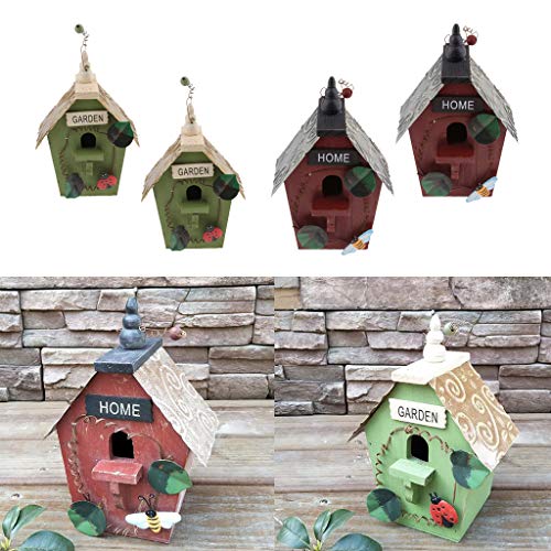 Vogelhaus aus Holz, zum Aufhängen, Vogelhaus, Gartendekoration, bunt, handgefertigt, 4 Stück Vogelhaus aus Holz, zum Aufhängen, Vogelhaus, Gartendekoration, bunt, handgefertigt, 4 Stück von sporful