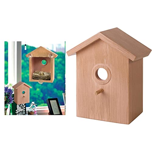 Vogelnest aus Holz mit Saugnapf, Zaunkönigshaus für Hof, Garten, hängendes Fenster, Vogelhaus Vogelnest aus Holz mit Saugnapf, Zaunkönigshaus für Hof, Garten, hängendes Fenster, Vogelhaus von sporful