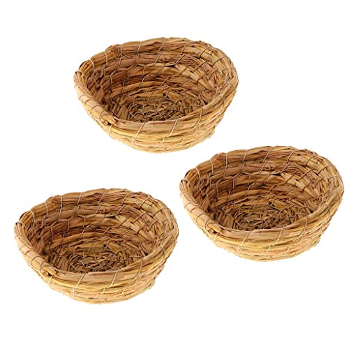 Vogelnest aus geflochtenem Stroh, Vogelhaus, für Papageien, Tauben, handgewebt, natürlich, umweltfreundlich, 3 Stück von sporful