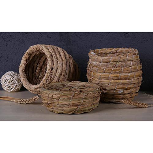 Vogelnest aus geflochtenem Stroh, Vogelhaus, für Papageien, Tauben, handgewebt, natürlich, umweltfreundlich, 8 Stück von sporful