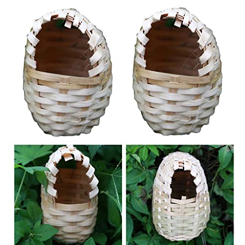 Vogelnest aus natürlichem Bambus, handgefertigt, für den Außenbereich, für Finken, Spatzen, kleine Papageien, 2 Stück von sporful