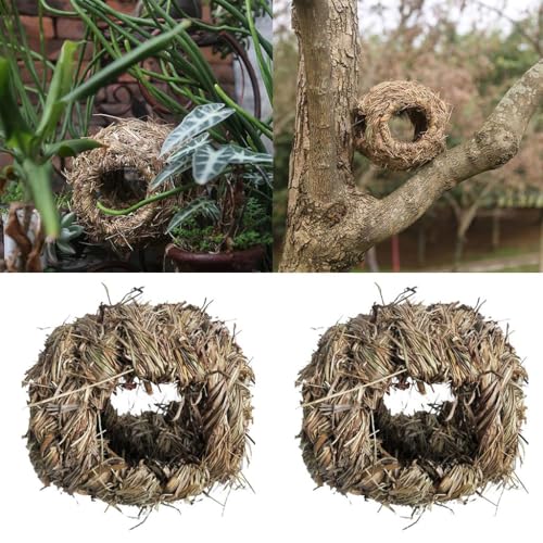 Vogelnest aus natürlichem Gras, gewebt, für Papageien, Zuchtkäfig, Kanarienvögel, handgefertigt, Bambus-Vogelhaus mit Metallhaken, 18 x 18 x 18 cm, 2 Stück Vogelnest aus natürlichem Gras, gewebt, für Papageien, Zuchtkäfig, Kanarienvögel, handgefertigt, Bambus-Vogelhaus mit Metallhaken, 18 x 18 x 18 cm, 2 Stück von sporful