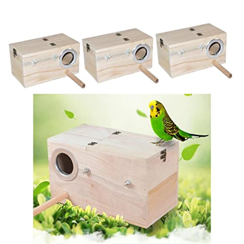 Wildvogel-Nistkasten-Set aus Holz – Futterstation für den Garten mit Beobachtungsloch – 13 x 13 x 24 cm, 3 Stück von sporful