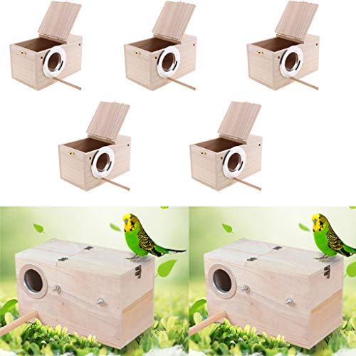 Wildvogel-Nistkasten aus Holz, Nistkasten, Futterstation mit Stab für Garten, Hinterhof, 5 Stück von sporful