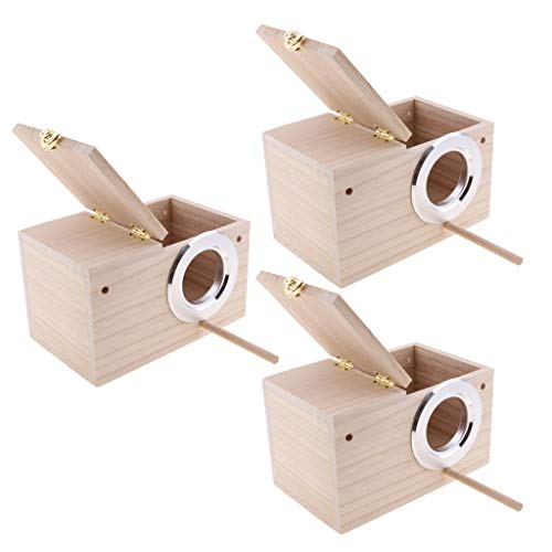 Wildvogel-Nistkasten aus Holz, für den Garten, mit Beobachtungsabdeckung, 3 Stück von sporful