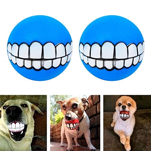 sporful 2 Stück Vinyl Hund Kauspielzeug mit Quietscher für kleine mittelgroße Hunde Welpen Interaktive Bälle für Zahnreinigungstraining von sporful