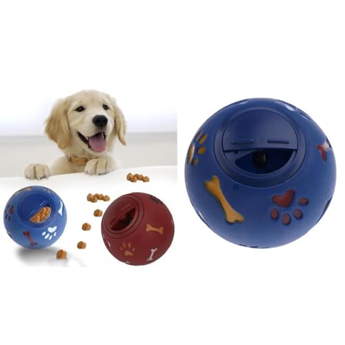 sporful Futterspender für Hunde, 2 Stück, Ball zum Spielen, Leckerli, Kauspielzeug, Rot und Blau, Größe S von sporful