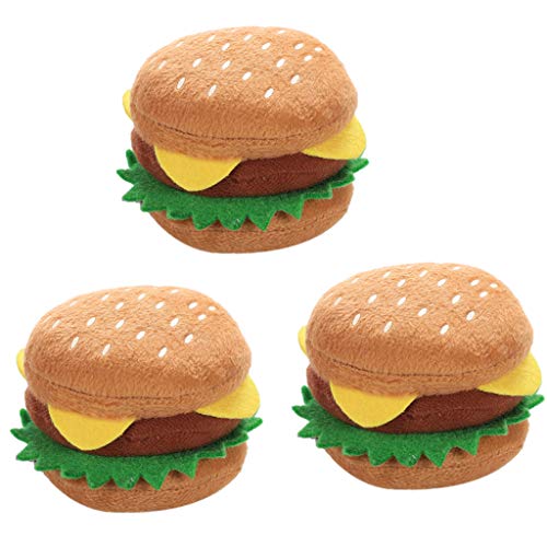 sporful Hamburger-Kauspielzeug, quietschendes Plüsch-Hundespielzeug zum Zahnen und Reinigen, 3 Stück von sporful