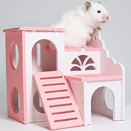 sporful Haustier-Hamsterhaus, Bett, Viewing Villa, zweilagig, Kletterspielzeug mit Leiter, Holz, langlebig, Kleintier-Übung von sporful
