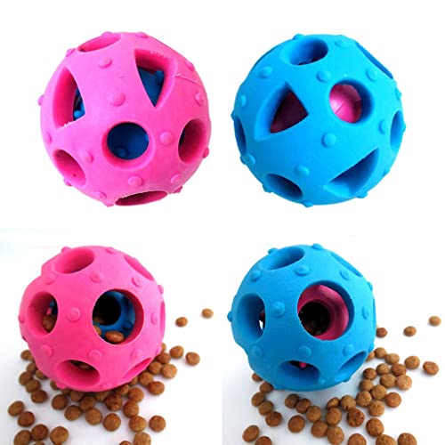sporful Kauball für Hunde, Leckerli-Spender, Spielzeug, langlebiger, bissfester Kunststoff, Blau und Rosa, 7,9 cm, 2 Stück von sporful
