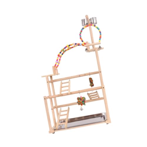 sporful Papageien-Spielplatz aus Holz mit Futterschalen, Vogel-Fitnessstudio, Spielständer für Nymphensittiche, Wellensittiche, Finken sporful Papageien-Spielplatz aus Holz mit Futterschalen, Vogel-Fitnessstudio, Spielständer für Nymphensittiche, Wellensittiche, Finken von sporful