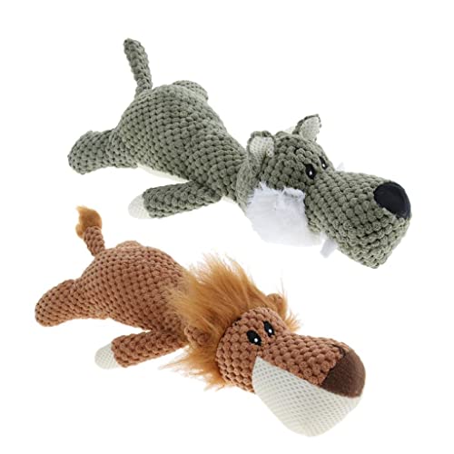 sporful Quietschendes Plüschspielzeug für Welpen, Wolf und Löwe, interaktives Hundespielzeug, 2 Stück von sporful