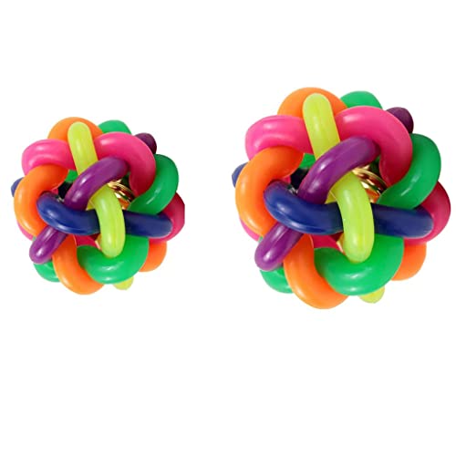 sporful Regenbogen-Gummiball mit Glocke für Hunde und Katzen, ungiftig, für Training und Kauen (Größe S + L) von sporful