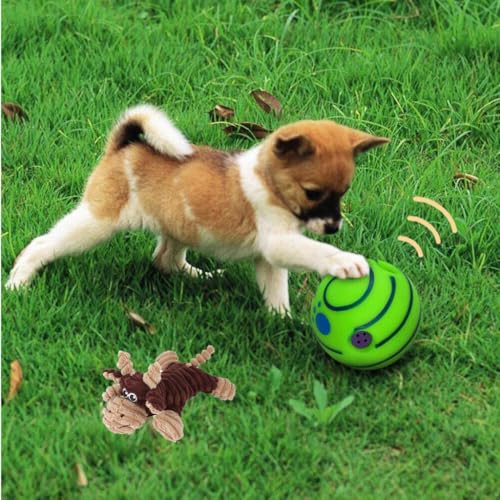 sporful Wag Kichernball, interaktives Hundespielzeug mit lustigen Kicherngeräuschen, keine Batterie erforderlich, Vinyl, Grün von sporful