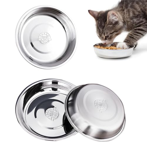 Katzennäpfe aus Edelstahl, 3 Stück, 14 cm, Ersatznapf für kleine Hunde, Katzenfutter, Schnurrhaar, flache Futterschale aus Metall (15,7 cm) von starfa lab