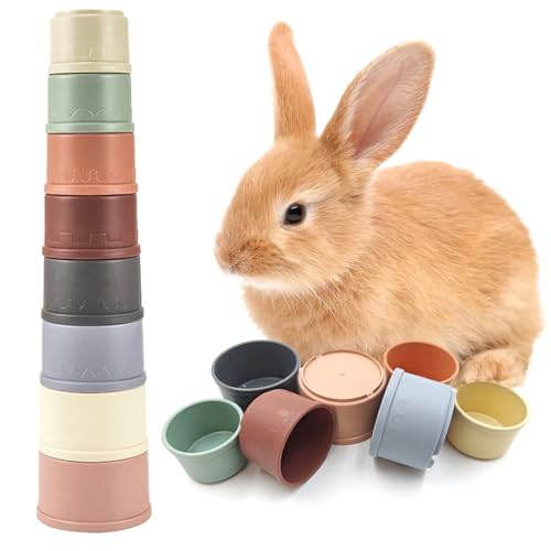 starfa lab Stapelbecher für Kleintierspielzeug, ineinander stapelbares Kaninchenspielzeug in verschiedenen Größen, sicherer Kunststoff, buntes Nistspielzeug für Kaninchen, Meerschweinchen, zum von starfa lab
