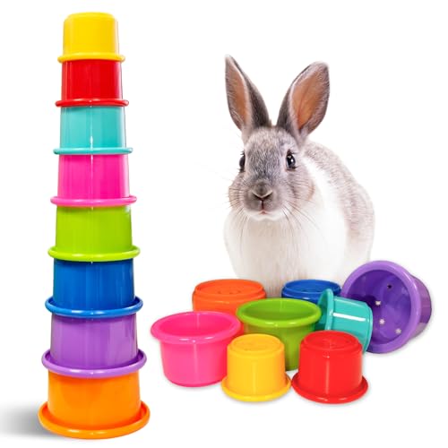 starfa lab Stapelbecher für Kleintierspielzeug, ineinander stapelbares Kaninchenspielzeug in verschiedenen Größen, sicherer Kunststoff, buntes Nistspielzeug für Kaninchen, Meerschweinchen, zum von starfa lab