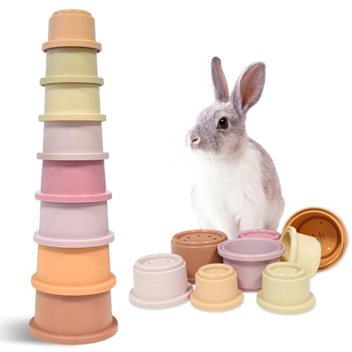starfa lab Stapelbecher für Kleintierspielzeug, stapelbares Kaninchenspielzeug in verschiedenen Größen, sicherer Kunststoff, buntes Nistspielzeug für Kaninchen, Meerschweinchen, zum Verstecken von von starfa lab