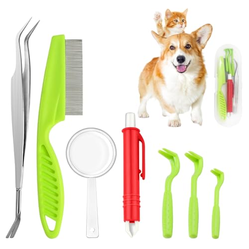 starfa lab Zeckenentfernungs Werkzeugsatz, 7Pcs Kunststoff Zeckenhebel einschließlich Edelstahl Pinzette und Kamm für Hunde Katzen Und Mensch (7pcs-B) von starfa lab