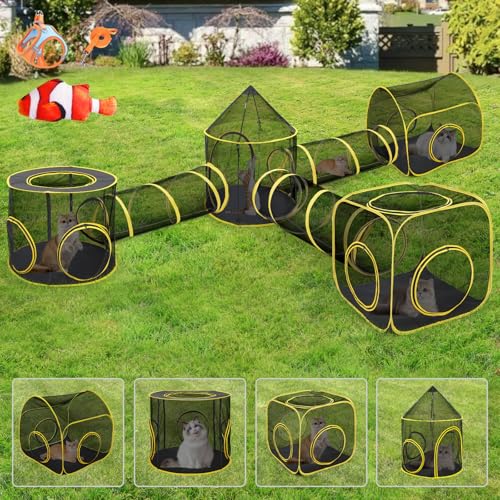 Outdoor Katzengehege für Indoor-Katzen, Outdoor-Katzenzelt mit Tunnel für mehrere Katzen, Katzenlaufstall für Haustier-Kätzchen, Kaninchen, Frettchen, Welpen und andere Kleintiere, (Stile 6) von steP evoL