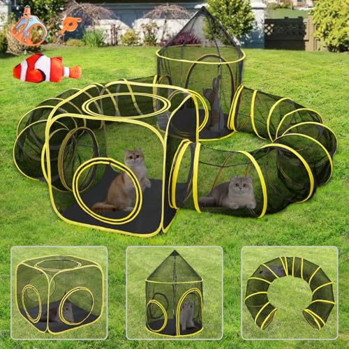 Outdoor Katzengehege für Indoor Katzen, Outdoor Katzenzelt mit Tunnel für mehrere Katzen, Katzenlaufstall für Pet Kitty Kaninchen Frettchen Welpen und andere Kleintiere (Stil 3) von steP evoL