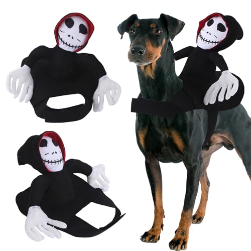 Hunde-Halloween-Sattelkostüm, Hunde-Geist-Reit-Kostüm, Haustier-Transformation, Geisterkleidung, Halloween, Cosplay, Party, Verkleidungsoutfit für kleine, mittelgroße Hunde, Katzen von stepsin