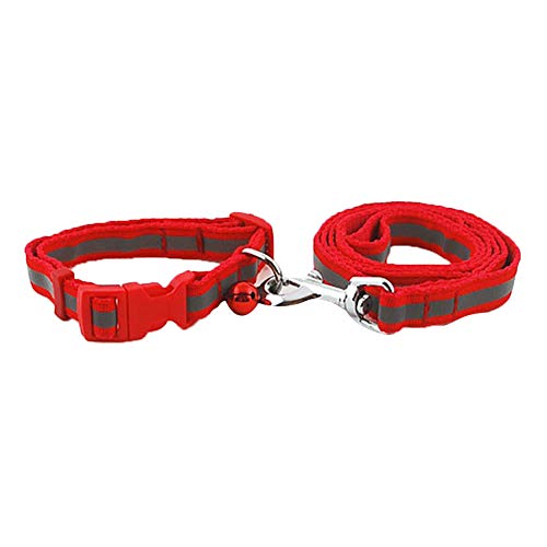 strimusimak Adjustable Safety Reflecting Pet Dog Puppy Bell Collar with Walking Lead Leash - Red von strimusimak