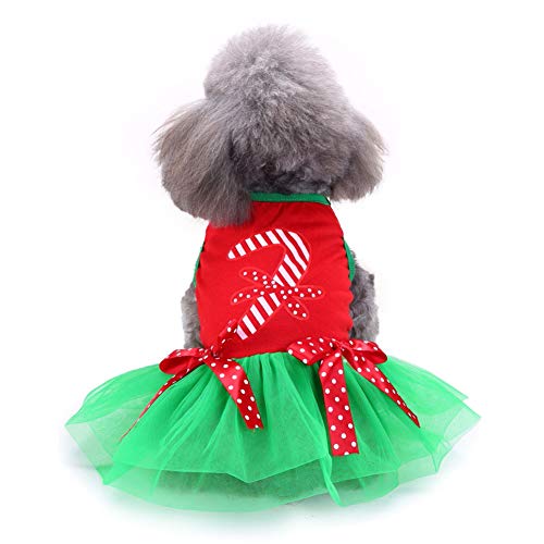 strimusimak Haustier-Hundewelpen-Prinzessin Dress Skirt Clothes Soft Warm Costume Apparel Für Weihnachten Pet Dog Dressing Decor Rot + Grün SNone von strimusimak