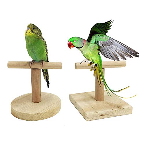 strimusimak Holzständer für Papageien, Käfig-Plattform, Kauspielzeug für Papageien, Holzfarbe, quadratisch von strimusimak