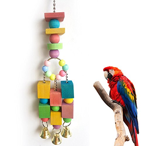 strimusimak Multi-Color Squares Block Beads Mini Bells Parrot Nest Cages Hangings Bird Toys - Random Color von strimusimak