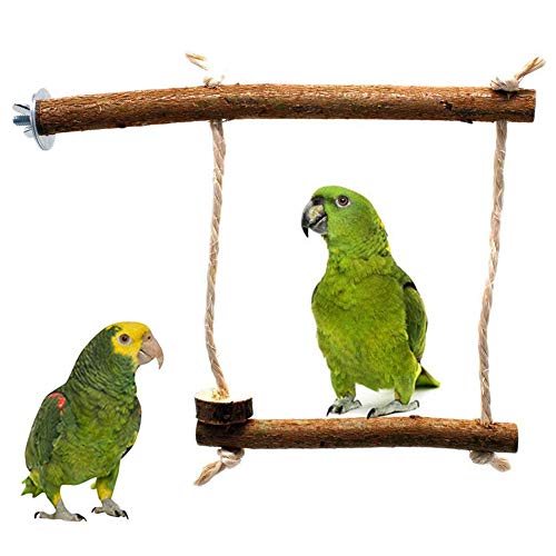 strimusimak Papagei Holzständer Barsch Hängenden Käfig Baumwolle Seil Schaukel Kauspielzeug Für Haustiere Vogel Liefert Holzfarbe von strimusimak