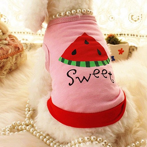 strimusimak Pet Puppy Dog Cat Clothes Cotton Pink Watermelon Printed T-Shirt Vest Apparel - L von strimusimak