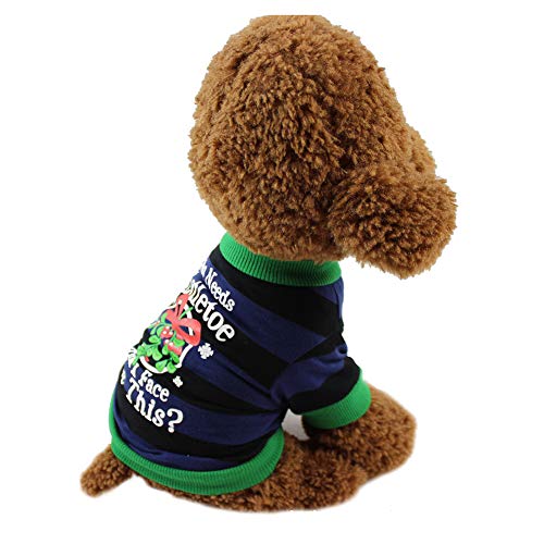 strimusimak Weihnachten Haustier Hund Welpen Kostüm Kleidung Gestreifte Weste Cartoon T-Shirt Kleidung Dekoration L. von strimusimak