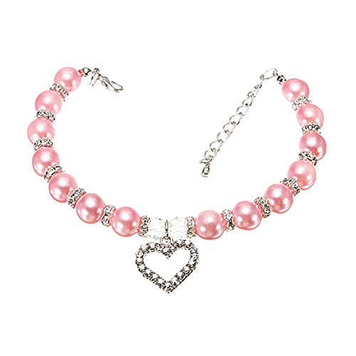 strimusimak Welpen Haustier Hundehalsband Halskette Strass Liebe Herz Anhänger Pet Geschenk Pink M von strimusimak