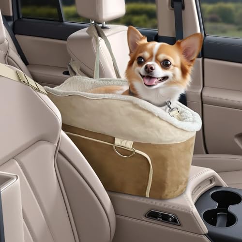 Cabrio Hundeautositz & Reisebett für kleine Hunde – reißfester Haustier-Sitzerhöhung mit sicheren Sicherheitsgurten, abnehmbaren Aufbewahrungstaschen & Seitennetz – Sicherheitszertifiziertes von strusery
