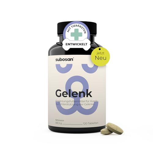 Gelenktabletten für Hunde – 120 Tabletten – 13-fach Wirkstoffkomplex mit Grünlippmuschel & MSM – entwickelt mit Tierärzten, laborgeprüft, zum Patent angemeldet, Made in Germany – Einführungspreis Gelenktabletten für Hunde – 120 Tabletten – 13-fach Wirkstoffkomplex mit Grünlippmuschel & MSM – entwickelt mit Tierärzten, laborgeprüft, zum Patent angemeldet, Made in Germany – Einführungspreis von subosan
