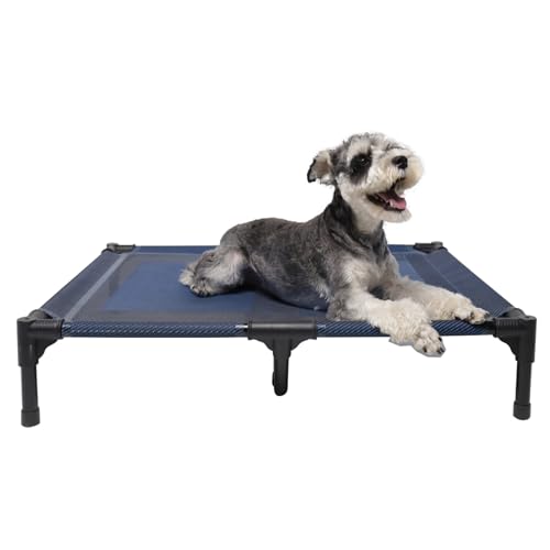 SUDDUS Erhöhtes Hundebett, wasserdicht, tragbar, erhöhtes Hundebett, vom Boden entfernt, leicht zu reinigen, für den Innen- und Außenbereich, Größe M, Blau von suddus
