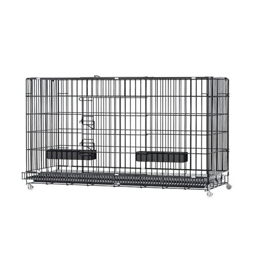 Hühnerstall mit Rädern, Entenstall für draußen, Hühnerkäfig aus Metall mit Eierablage, herausnehmbarer Ablage und hängendem Hühnerfutterspender(85 * 60 * 70CM) von sunbiaouk