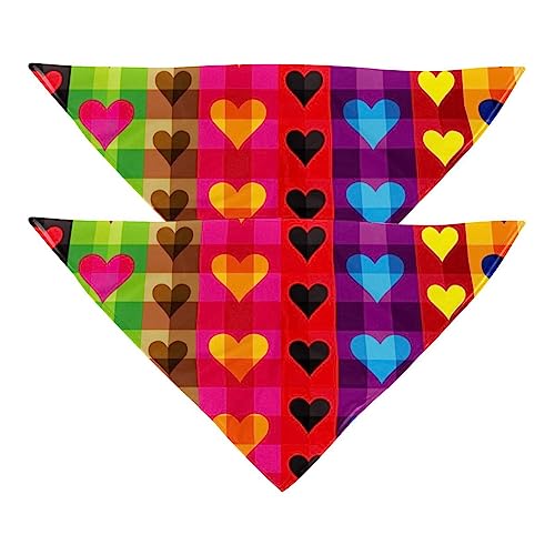 Haustierbandana für kleine mittelgroße Hunde und Katzen,Abstraktes Herzmuster,Hunde-Bandanas,2er-Pack,Katzen-Lätzchen,Haustierschal von suojapuku