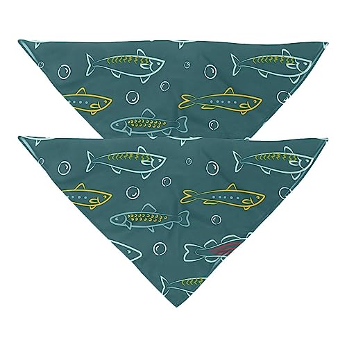 Haustierbandana für kleine mittelgroße Hunde und Katzen,Blasenseefisch,Hunde-Bandanas,2er-Pack,Katzen-Lätzchen,Haustierschal von suojapuku