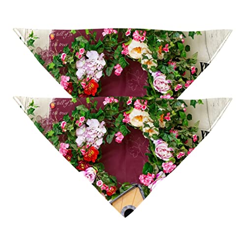 Haustierbandana für kleine mittelgroße Hunde und Katzen,Blumen-Rosen-Vogelhaus,Hunde-Bandanas,2er-Pack,Katzen-Lätzchen,Haustierschal Haustierbandana für kleine mittelgroße Hunde und Katzen,Blumen-Rosen-Vogelhaus,Hunde-Bandanas,2er-Pack,Katzen-Lätzchen,Haustierschal von suojapuku