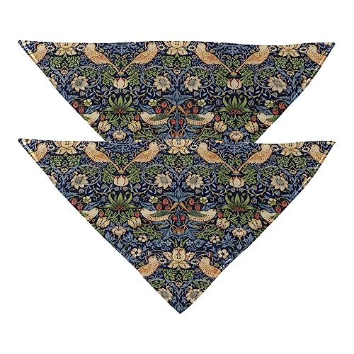 Haustierbandana für kleine mittelgroße Hunde und Katzen,Ethnische Blaue Retro-Blumen und Vögel,Hunde-Bandanas,2er-Pack,Katzen-Lätzchen,Haustierschal von suojapuku