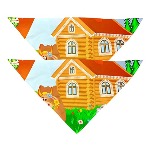 Haustierbandana für kleine mittelgroße Hunde und Katzen,Farmhouse Kuh Schwein Vögel Schafe,Hunde-Bandanas,2er-Pack,Katzen-Lätzchen,Haustierschal von suojapuku