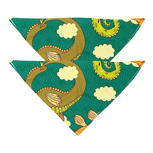 Haustierbandana für kleine mittelgroße Hunde und Katzen,Fliegende Dinosaurier mit Wolken,Hunde-Bandanas,2er-Pack,Katzen-Lätzchen,Haustierschal von suojapuku