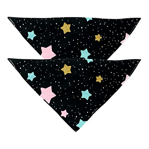 Haustierbandana für kleine mittelgroße Hunde und Katzen,Galaxie Sternenhimmel Bunte Sterne Universum,Hunde-Bandanas,2er-Pack,Katzen-Lätzchen,Haustierschal von suojapuku