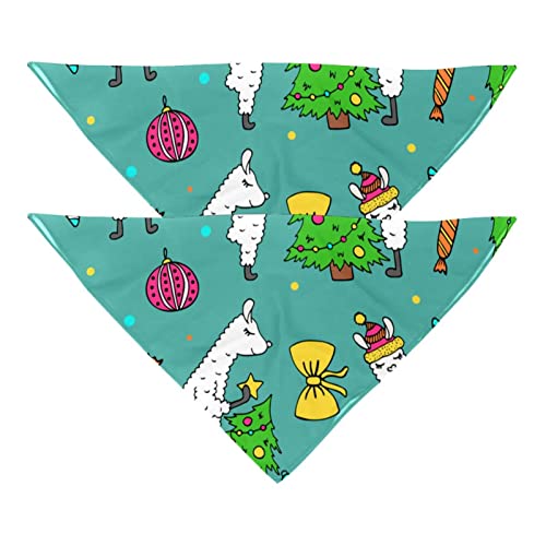 Haustierbandana für kleine mittelgroße Hunde und Katzen,Lama-Weihnachtsbaum,Hunde-Bandanas,2er-Pack,Katzen-Lätzchen,Haustierschal von suojapuku