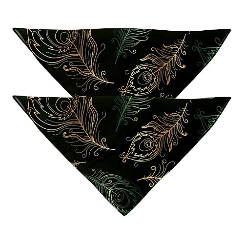 Haustierbandana für kleine mittelgroße Hunde und Katzen,Pfauenfeder,Hunde-Bandanas,2er-Pack,Katzen-Lätzchen,Haustierschal von suojapuku